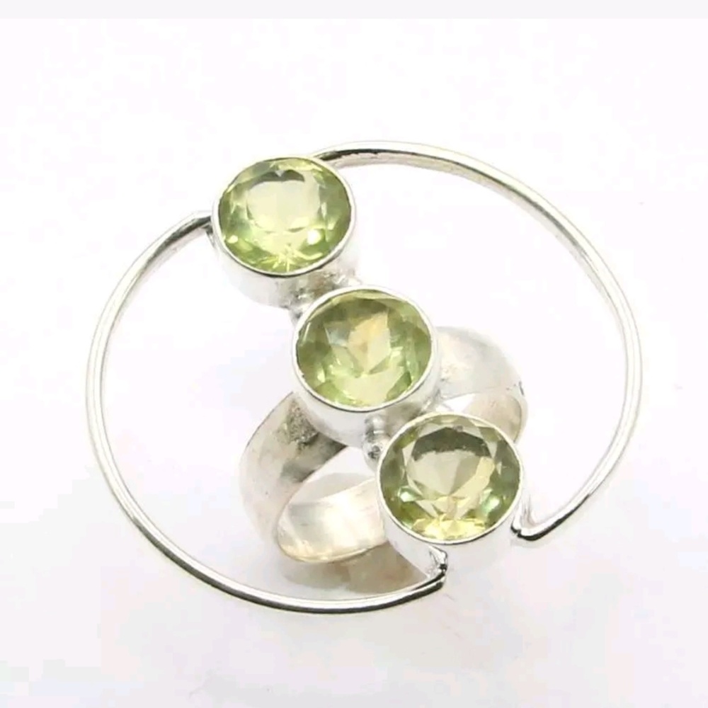 Lemon Citrine Handmade Silver Ring size 6.5